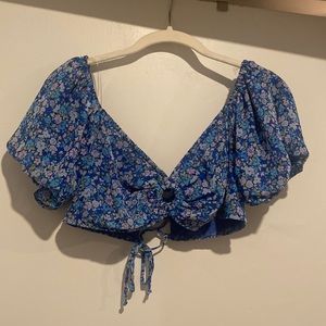 Target Wild Fable Blue Floral Crop Top